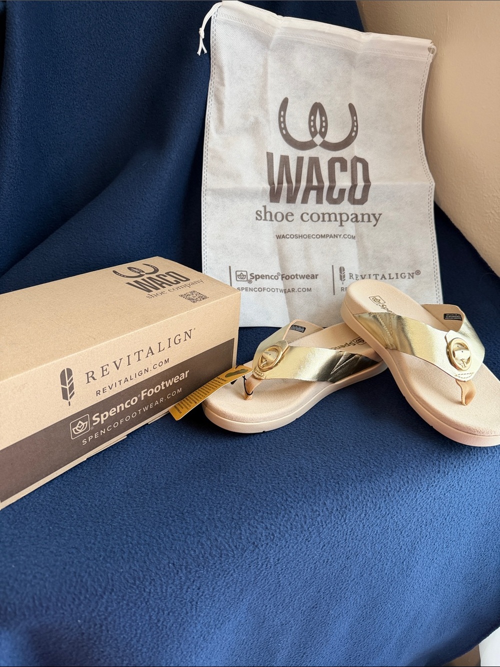 Spenco Revitalign Women's Gold Thong Sandals